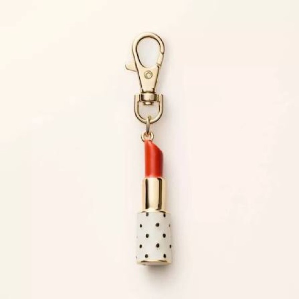 Authentic Kate Spade x Lipstick Bag Charm in Red and Gold. New with tag.